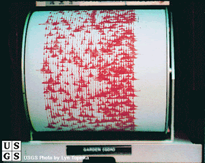 USGS Seismograph of magmatic earthquakes caused by the dome growth of Mt St Helens in 1980  